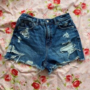 AE Dark Wash Distressed Denim Shorts